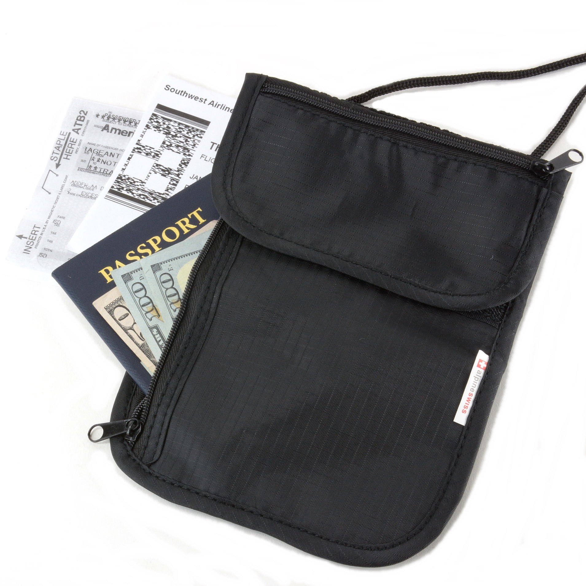 Alpine Swiss Travel Wallet Waist Belt Neck Pouch Undercover Security